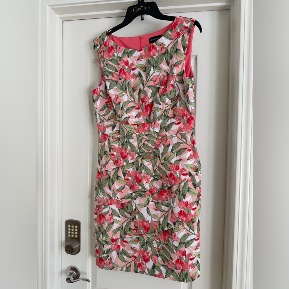 connected apparel Pink Floral Sleeveless Sheath Dress